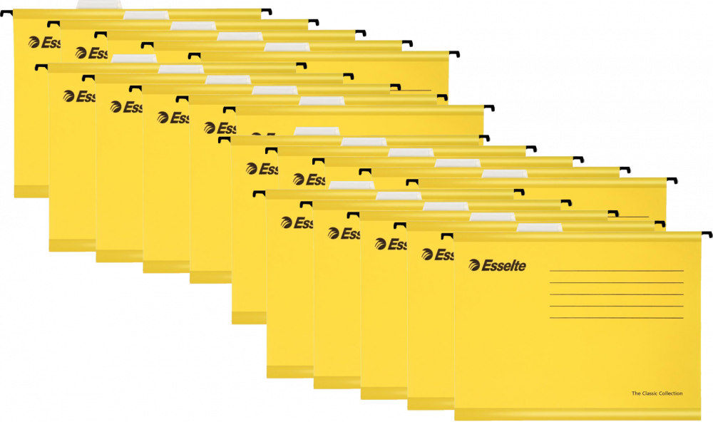25x Teczka zawieszkowa kartonowa Esselte Classic, wzmacniana, A4, 345x240mm, 210g/m2 żółta