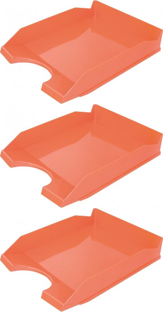 3x Półka na dokumenty na biurko Office Products, A4, plastikowa, pomarańczowy