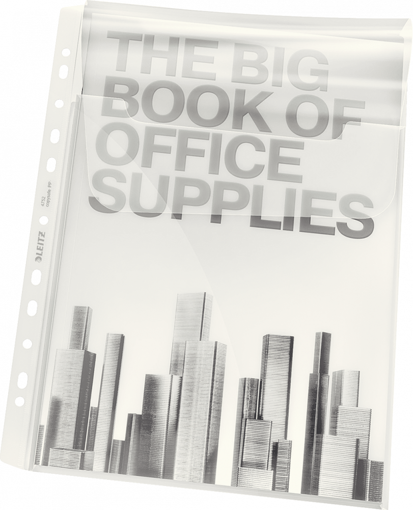 Koszulki na dokumenty Leitz Premium, z klapką, A4, 180 μm, 5 sztuk, transparentny