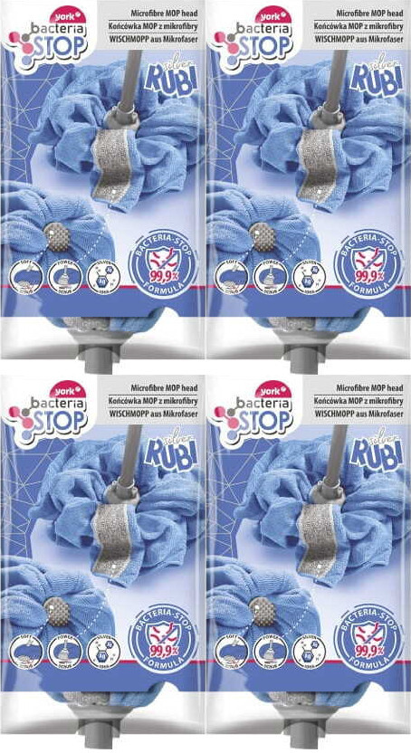 4x Mop z mikrofibry York Rubi Silver Bacteria Stop, końcówka, mix kolorów