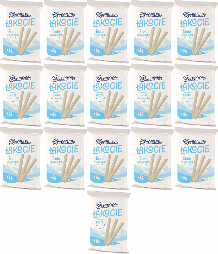 16x Beskidzkie Łakocie Choco Pałki Aksam Białe, 140g