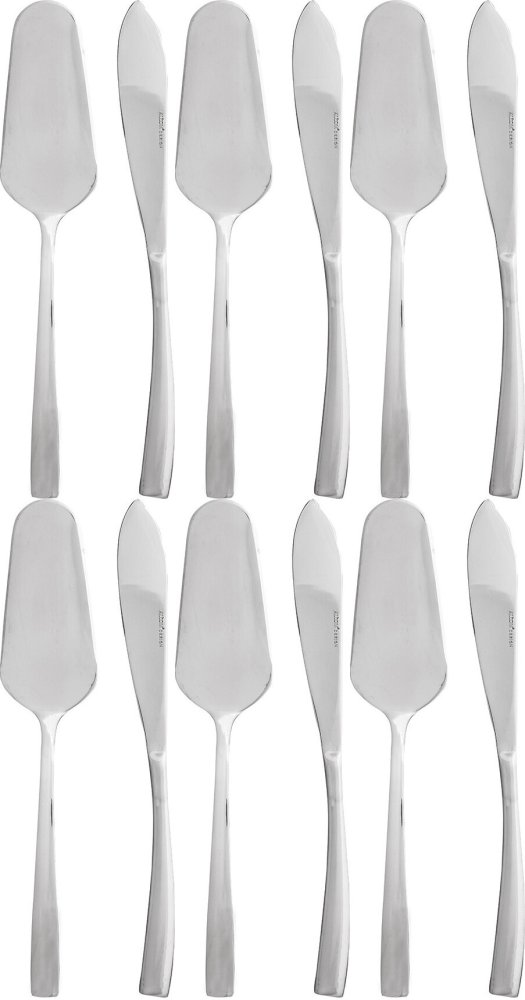 6x Łopatka i nóż do tortu Altom Design Future, w pudełku flok, srebrny