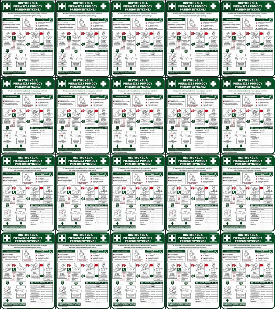 20x Tabliczka informacyjna Anro, Z-IB13-P, "Instrukcja pierwszej pomocy przedmedycznej"