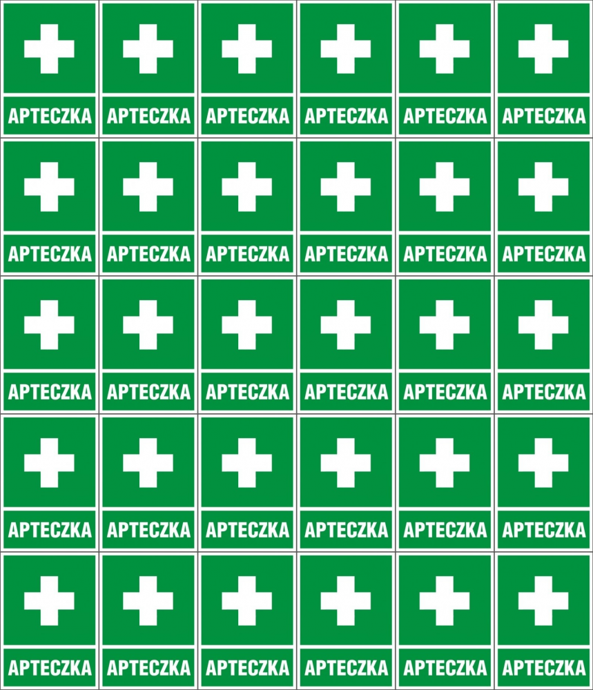 50x Znak informacyjny "Apteczka" (krzyż) Anro, naklejka 23x30 cm