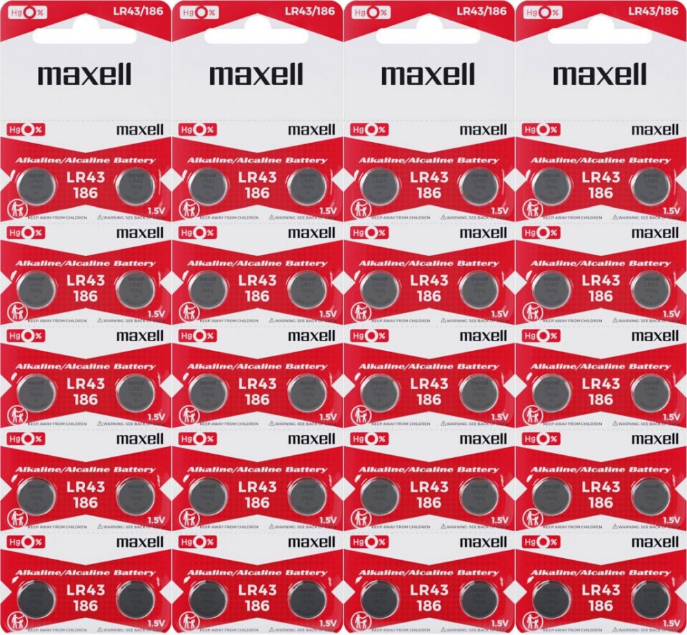 4x Bateria alkaliczna Maxell, LR43, 10 sztuk