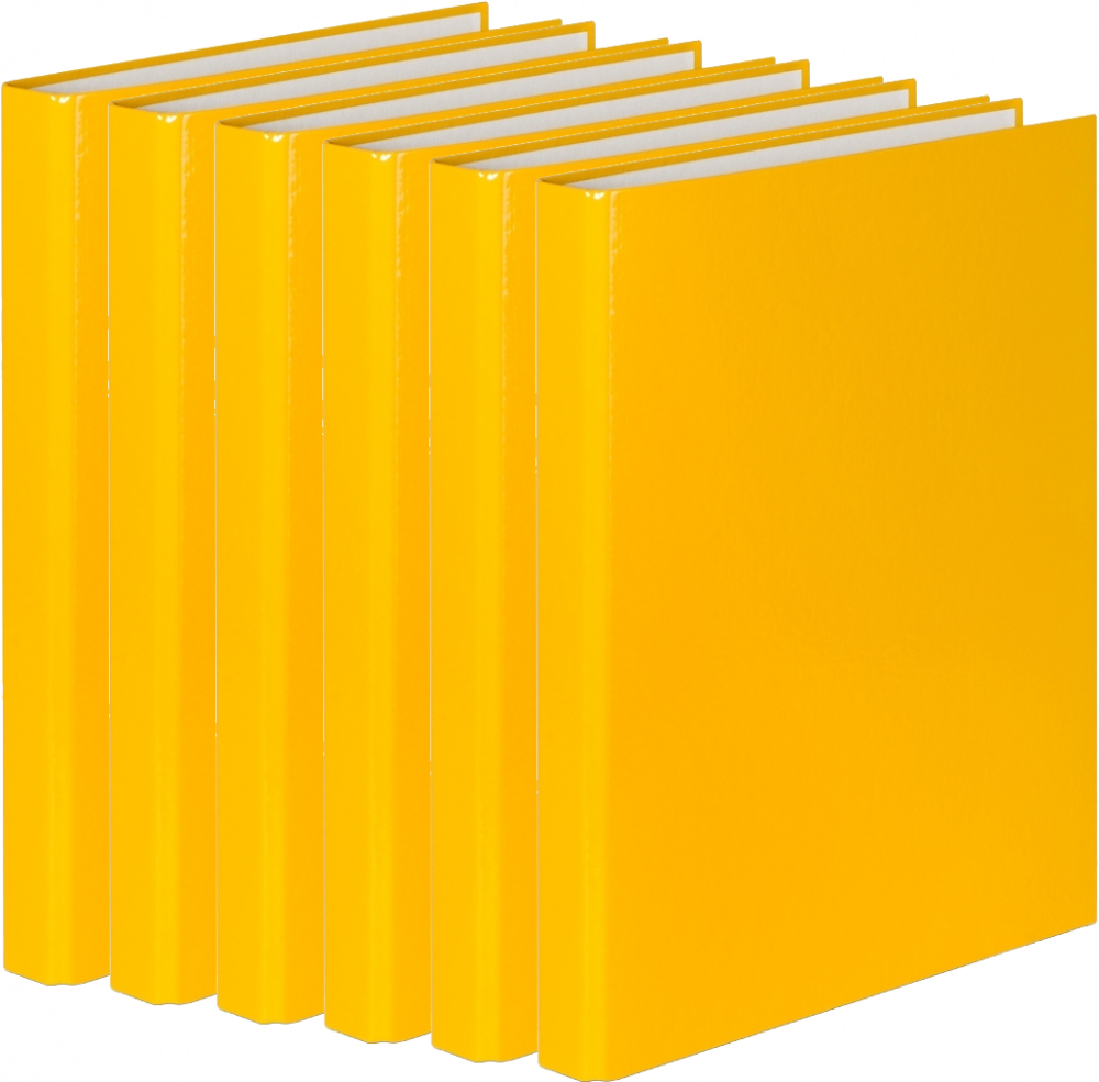 6x Segregator ringowy VauPe, A4, szerokość grzbietu 25mm, 4 ringi, żółty