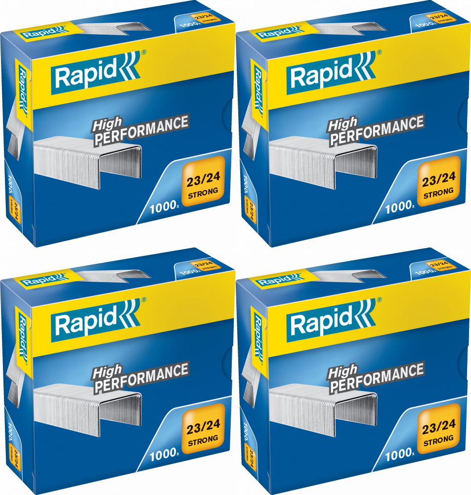 4x Zszywki Rapid Strong, 23/24 1M, 1000 sztuk, srebrny