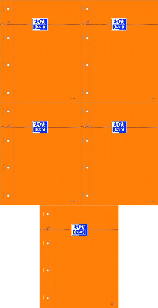 5x Blok biurowy w kratkę Oxford Everyday DB, A4+, 80 kartek, pomarańczowy