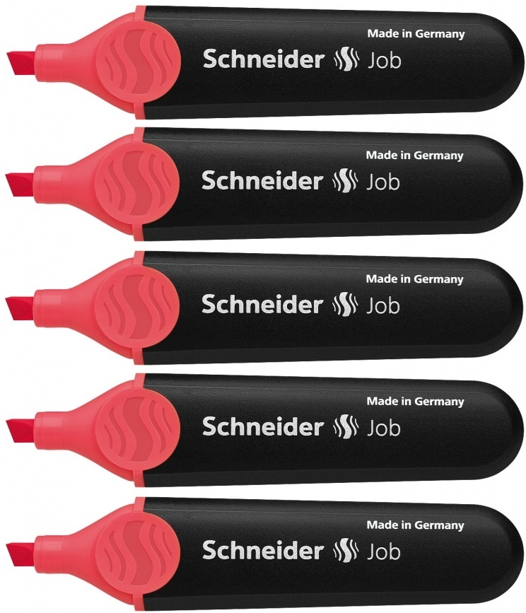 5x zakreślacz Schneider Job, 5mm, ścięta, czerwony