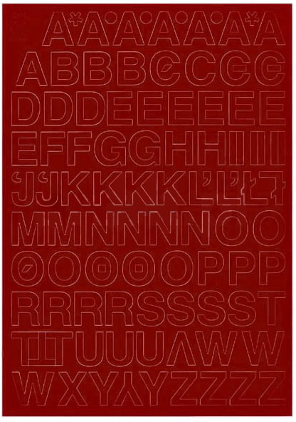 Litery samoprzylepne, 2 cm, 1 arkusz, czerwony