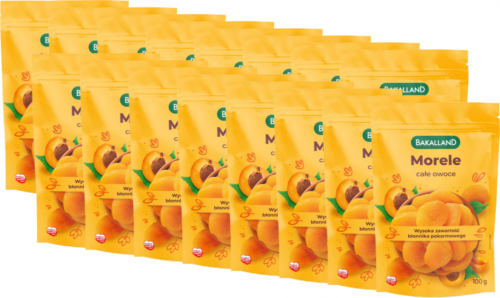 16x Morele suszone całe owoce Bakalland, 100g