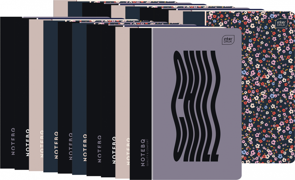 20x Zeszyt w kratkę Interdruk, A5, 60 kartek, okładka PP, mix wzorów