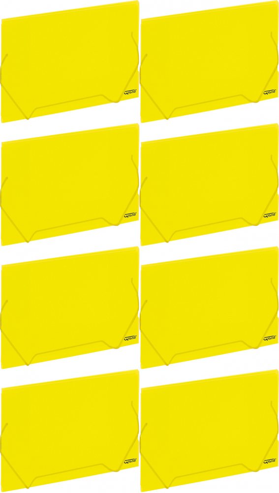 8x Teczka plastikowa z gumką Grand ZP-041, A4, żółty