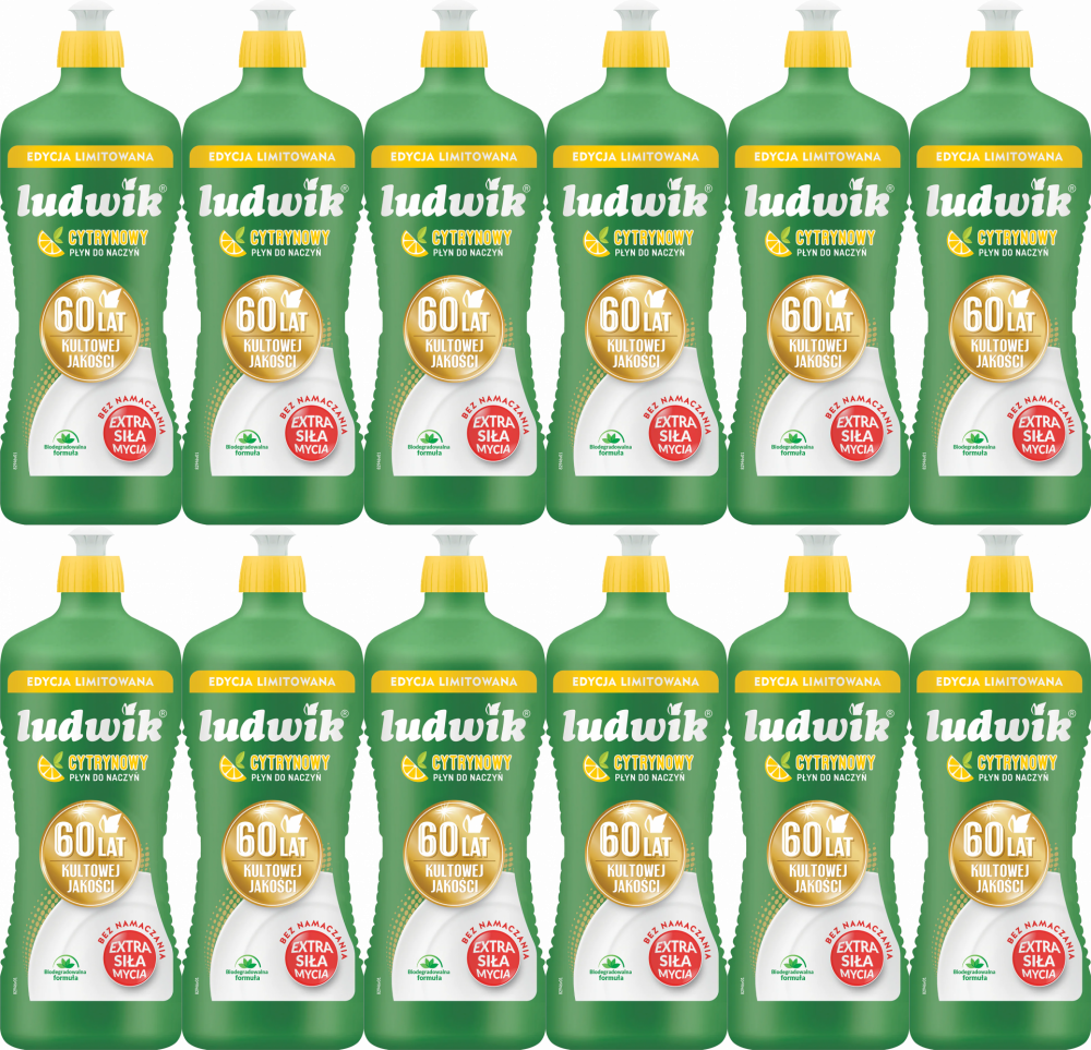 12x Płyn do naczyń Ludwik, cytrynowy, 925g