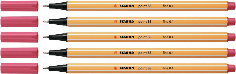 5x Cienkopis Stabilo Point 88/49, 0.4mm, truskawkowy