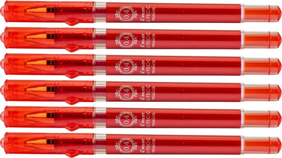 6x Długopis żelowy Pilot G-Tec Maica, 0.4mm, czerwony