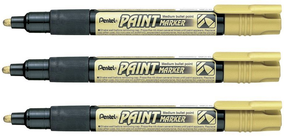 3x Marker olejowy Pentel MMP20, okrągła, 4.6 mm, złoty