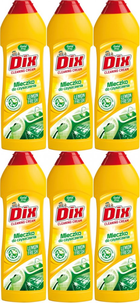 6x Mleczko do czyszczenia Dix Gold Drop, z mikrogranulkami, cytrynowy, 700g (500ml)