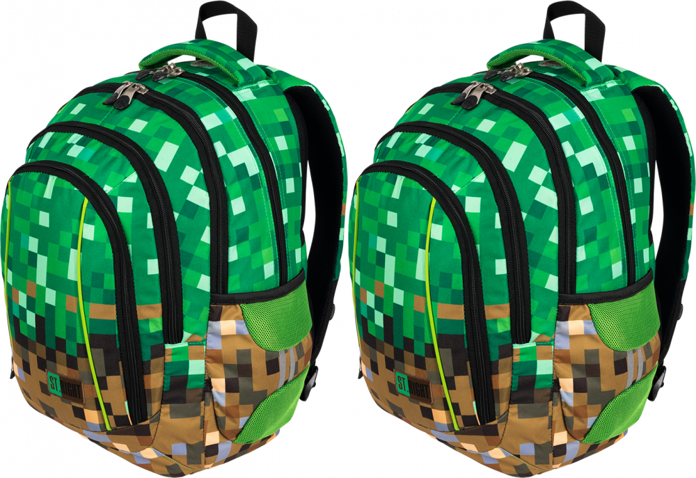 2x Plecak szkolny St.Right BP4 PX, czterokomorowy, 26l, 43x32x20cm, brązowo-zielony