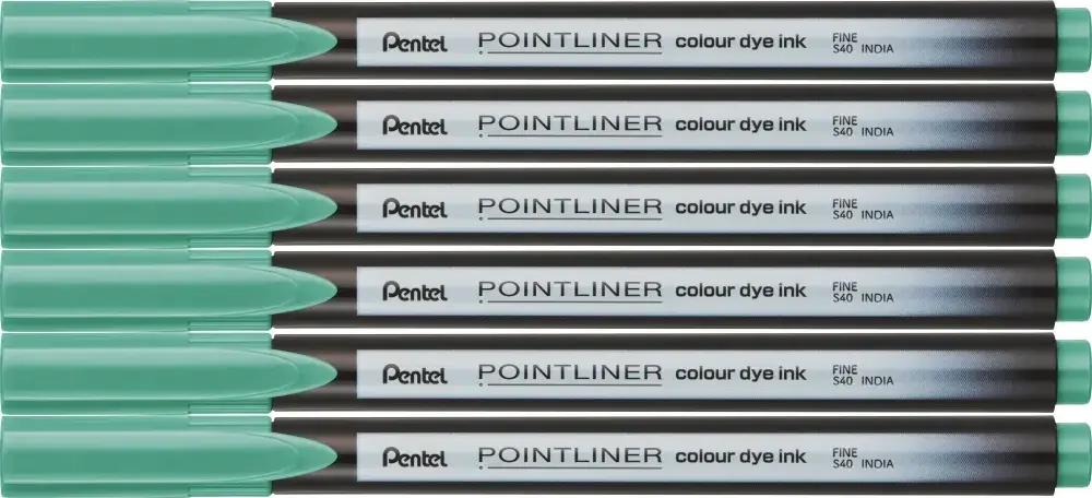 6x Cienkopis Pentel Pointliner Colour, szmaragdowy