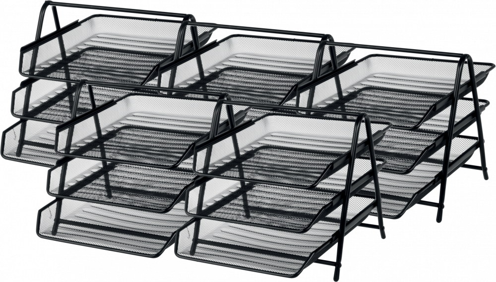 5x Zestaw 3 półek na dokumenty Viking, A4, druciany, czarny