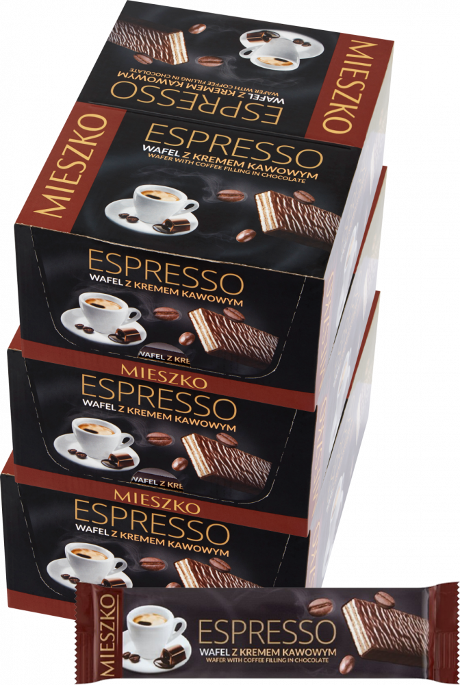105x Wafel Mieszko Espresso, z kremem kawowym, 34g