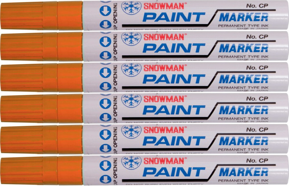 6x Marker olejowy Snowman, gruby, okrągła, pomarańczowy