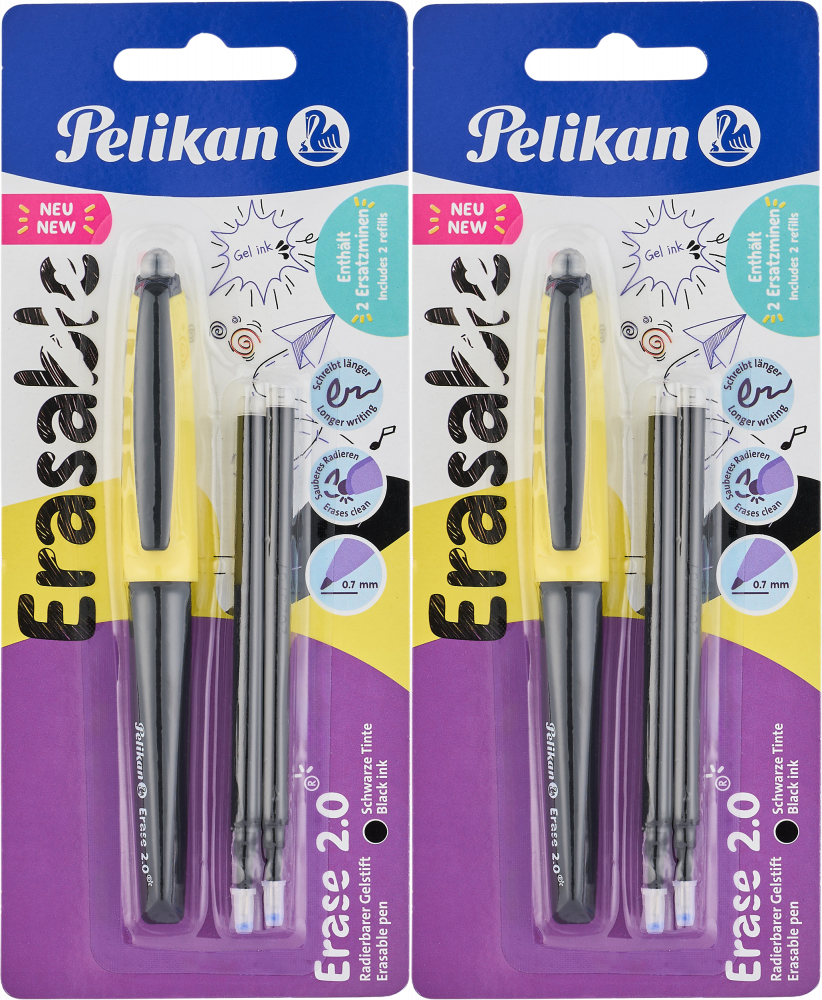 2x Długopis wymazywalny Pelikan Erase 2.0, czarny + 2 wkłady