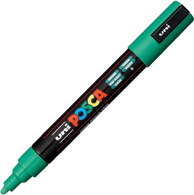 Marker Posca PC-5M, z farbą plakatową, okrągła, zielony