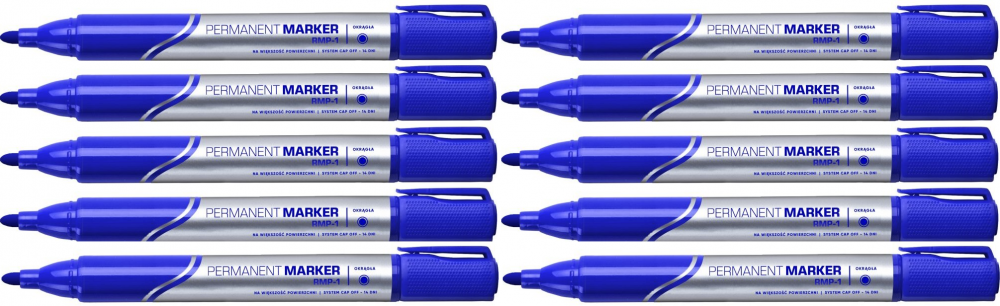 10x marker permanentny Rystor, RMP-1, okrągła, 4mm, niebieski