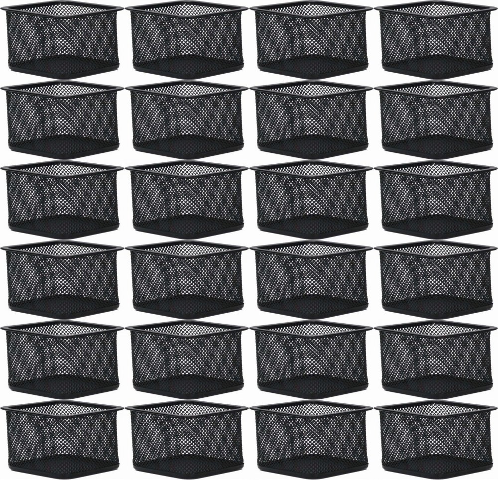 24x Pojemnik na spinacze Q-Connect Office Set, druciany, kwadrat, 80x80x30mm, czarny