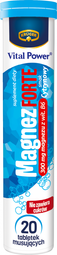 Tabletki musujące Krüger Vital Power Magnez Forte, cytrynowy, 102g, 20 tabletek