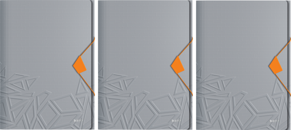 3x Teczka plastikowa z gumką Leitz Urban Chic, A4, 15 mm, szary