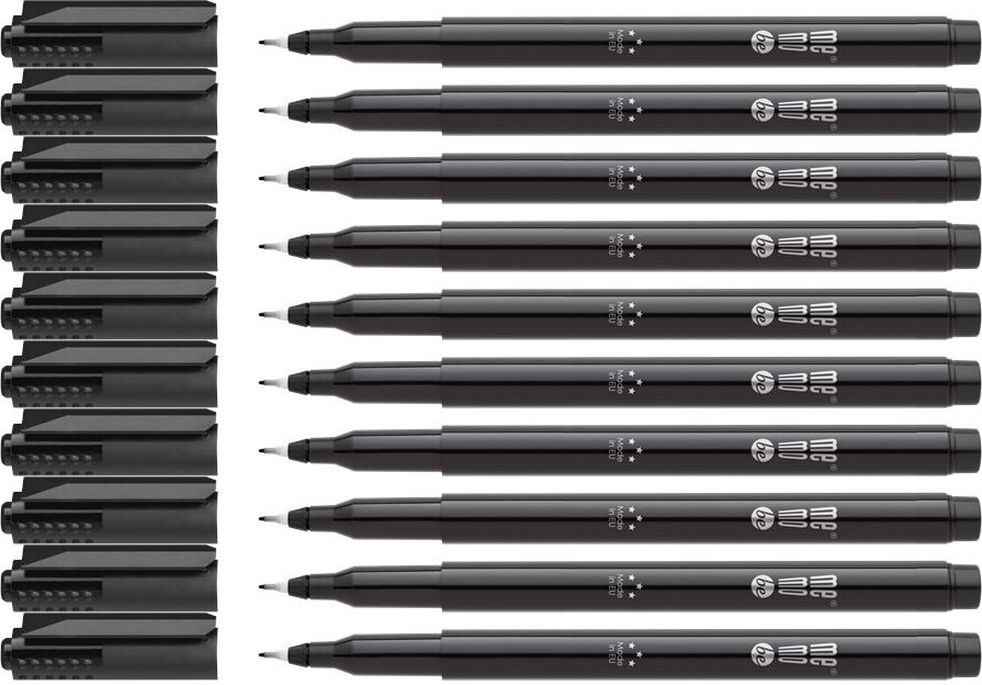 10x Marker permanentny MemoBe OHP MM251 F, okrągła, 0.5mm, czarny