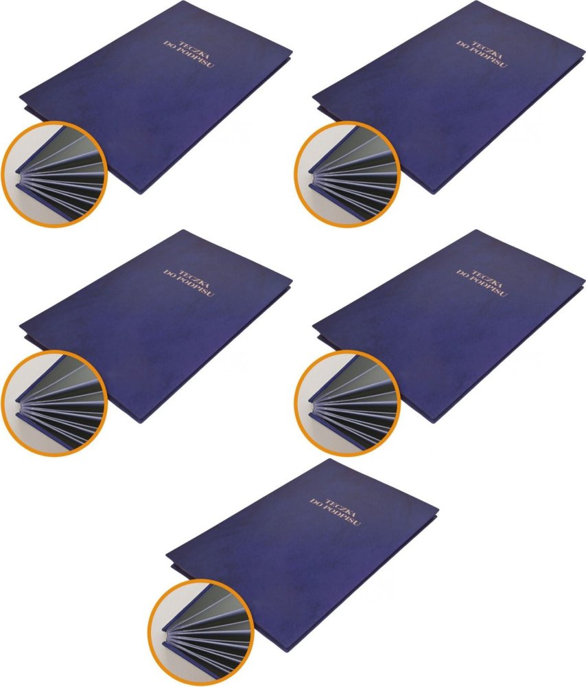 5x Teczka do podpisu Barbara, A4, 10 kart, granatowy