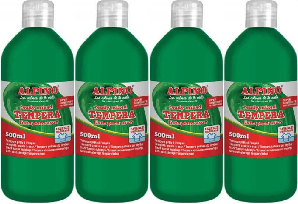 4x Farba plakatowa Alpino, w butelce, 500ml, zielony