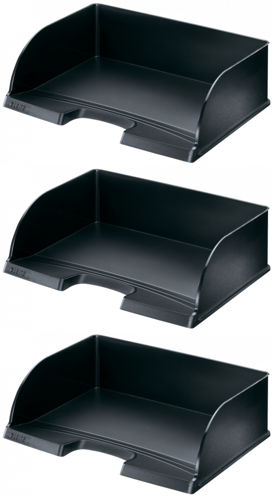 3x Półka na dokumenty Leitz Jumbo, A4, plastikowa, czarny