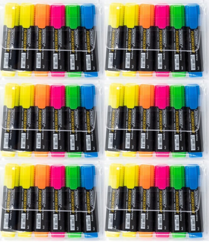 6x Zakreślacz Snowman, ścięta, 6 sztuk, mix kolorów