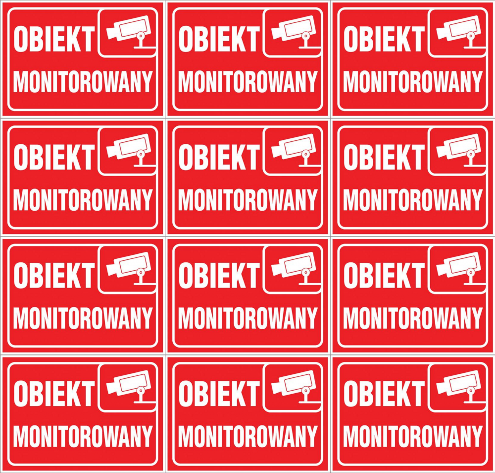 12x Naklejka informacyjna Anro, "Obiekt monitorowany"