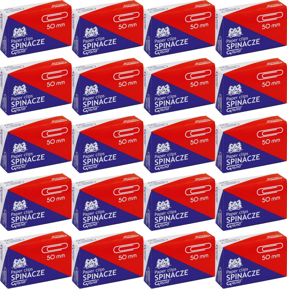 20x Spinacz Grand, okrągły, 50mm, 100 sztuk, srebrny