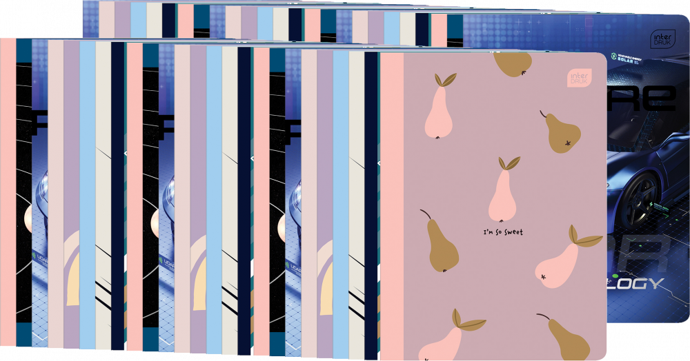 50x Zeszyt w kolorową kratkę Interdruk, A5, 32 kartki, mix wzorów