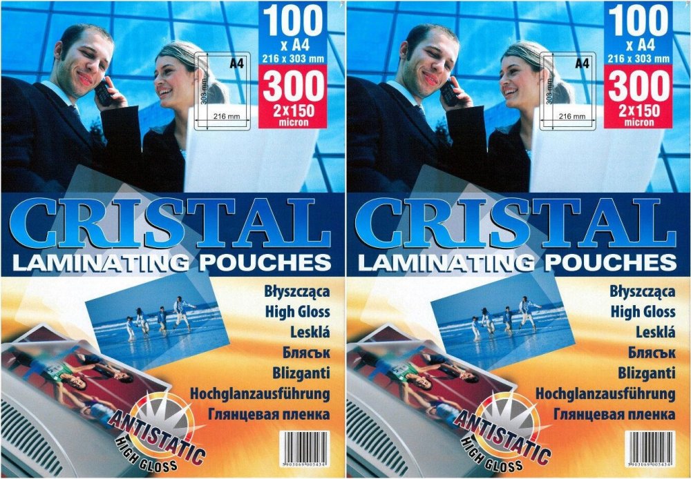 2x Folia do laminowania Argo, 216x303mm, A4, 2x150 μm, antystatyczna, 100 sztuk