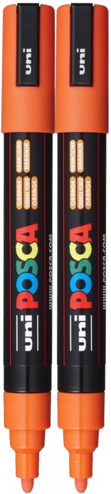 2x Marker Posca PC-5M, z farbą plakatową, okrągła, pomarańczowy