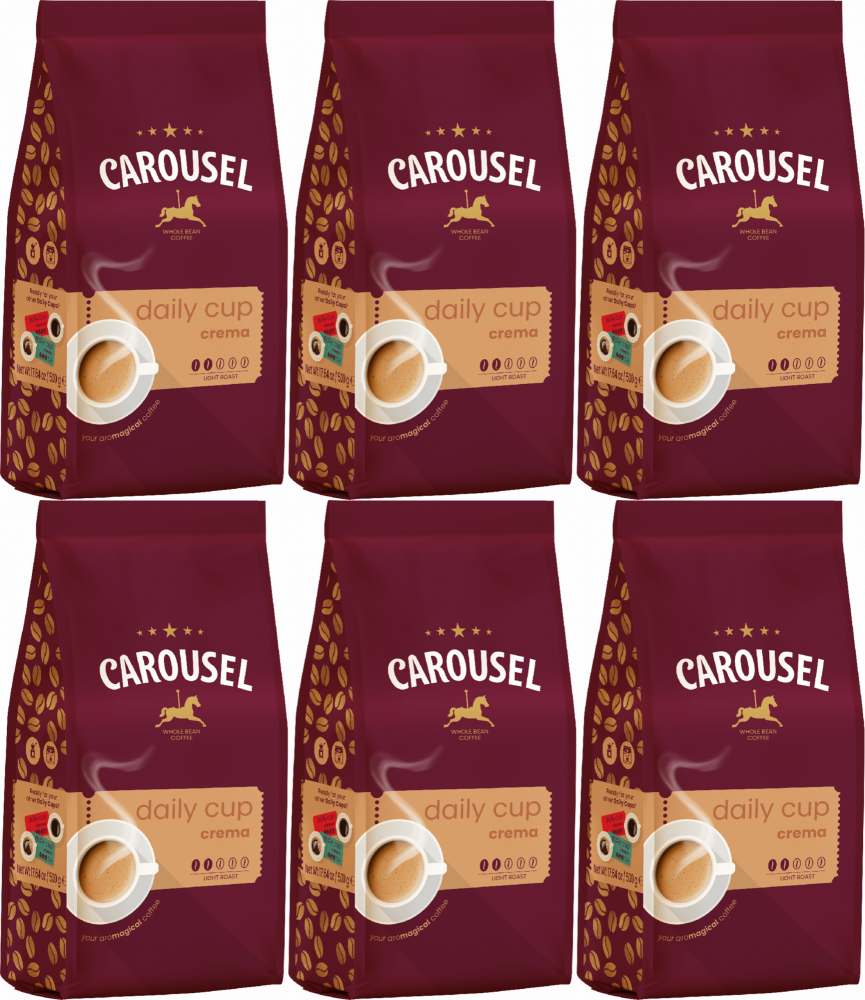 6x Kawa ziarnista Carousel Daily Cup Crema, 1kg