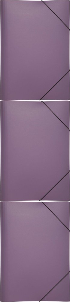 3x Teczka plastikowa z gumką Pagna, A4, 3 skrzydłowa, liliowy