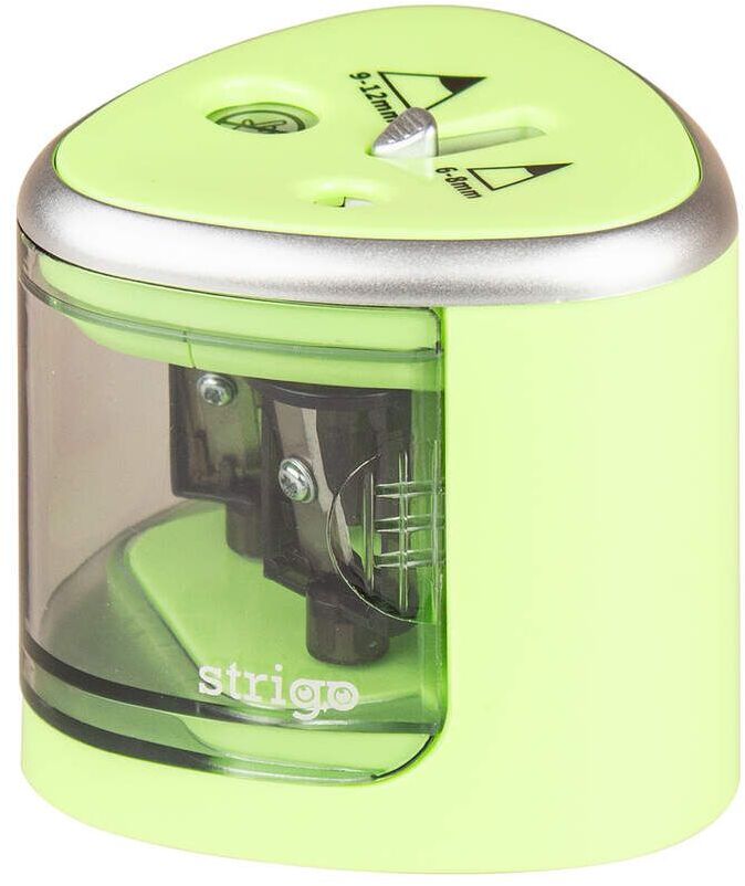 Temperówka elektryczna Strigo, z pojemnikiem, 2 otwory, jasnozielony