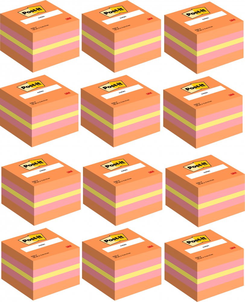 12x Karteczki samoprzylepne Post-it, 51x51 mm, 400 karteczek, różowy
