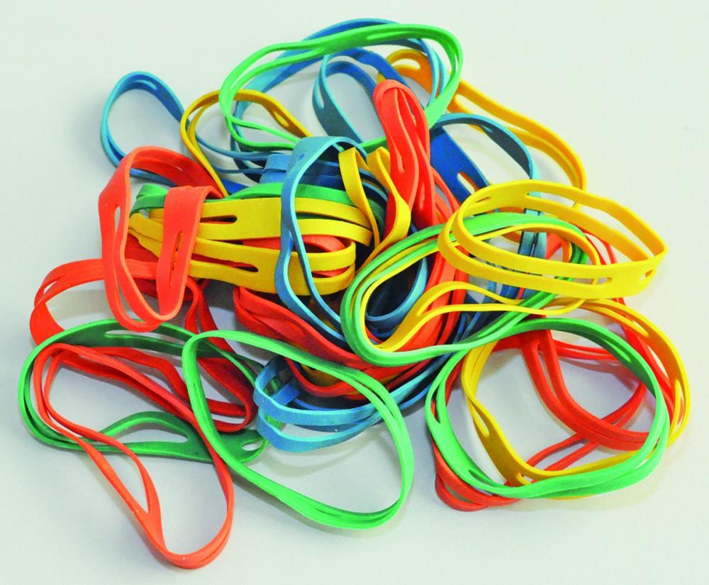 Gumki recepturki Q-Connect, krzyżowe, 50mm, 100g, mix kolorów