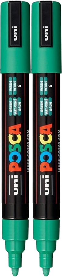 2x Marker Posca PC-5M, z farbą plakatową, okrągła, zielony