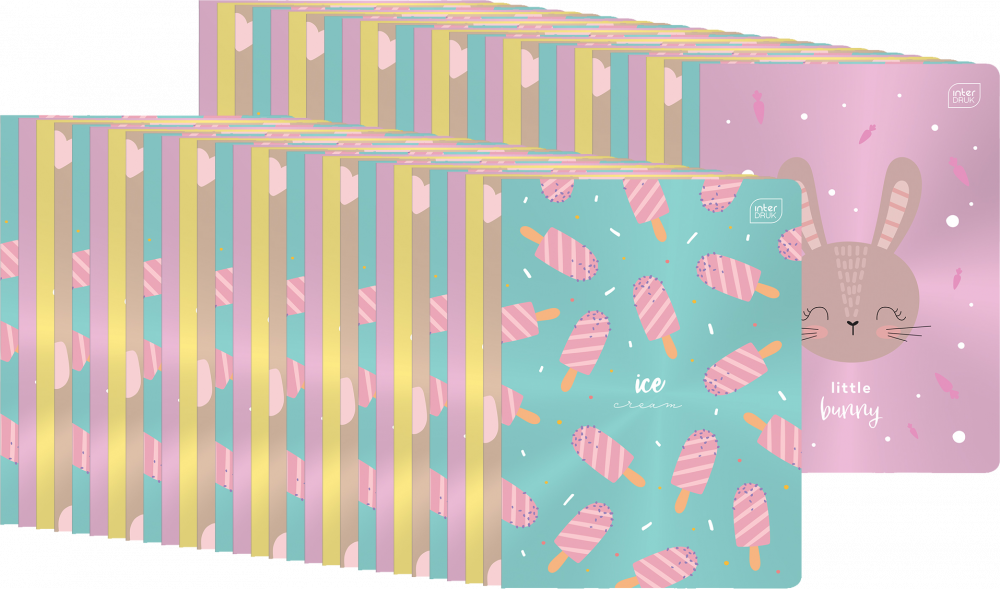 60x Zeszyt w wąskie linie Interdruk Metallic, A5, 16 kartek, mix wzorów